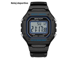 Reloj digital para hombre, resistente al agua, con pantalla LED retroiluminada y resistente a los golpes. MDUG (Negro y Azul)