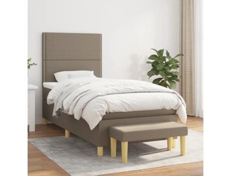 vidaXL Cama con somier y colchón 90x190 cm tela gris marrón