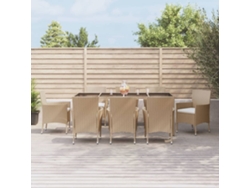 Juego de comedor de jardín de 9 piezas con cojines de mimbre beige de DKD Home Decor