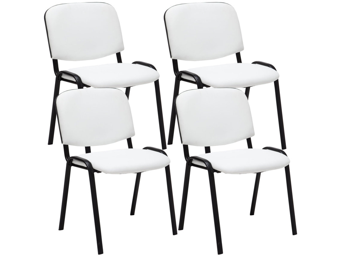 Juego de 4 sillas para invitados Ken en símil piel CLP blanco