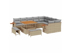 Maison Exclusive - Juego de sofás de jardín de mimbre beige de 12 piezas