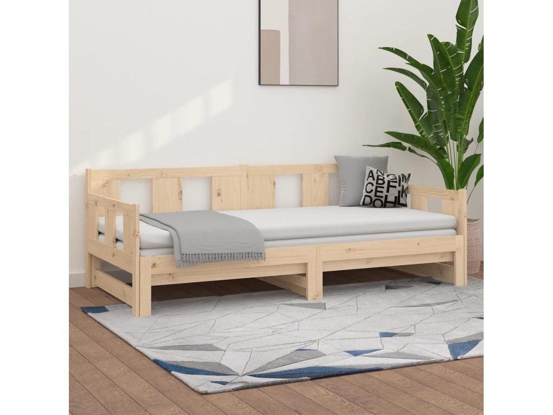 Sofá Cama Extraíble Madera Maciza De Pino 2x(80x200) Cm