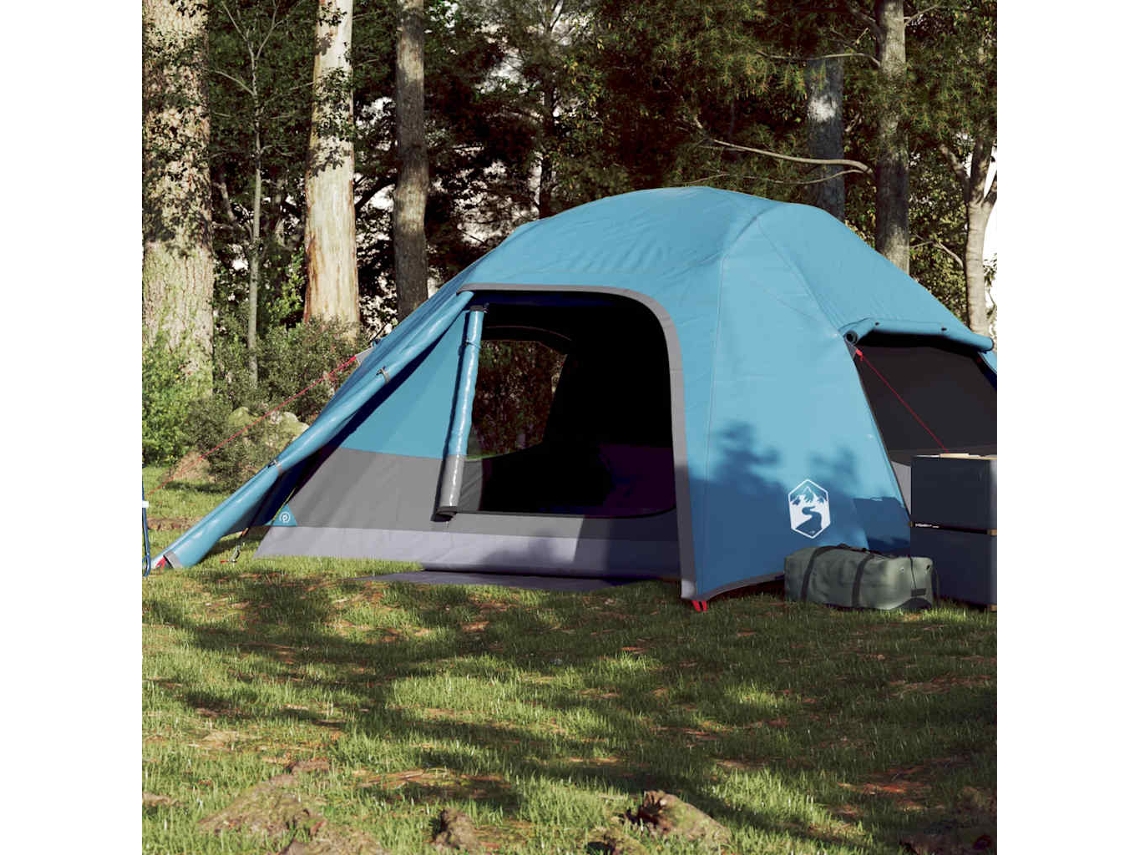 Tienda de campaña tipo domo impermeable azul para 4 personas