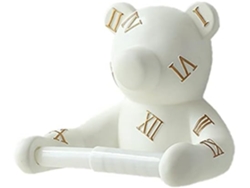 Portarrollos de papel higiénico de pared con forma de oso y orificio para colgar. Gokoco