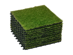 Conjunto De 10 Azulejos De Grama Sintética 30x30cm Espessura 3,5cm Resistente Aos Raios Uv Verde