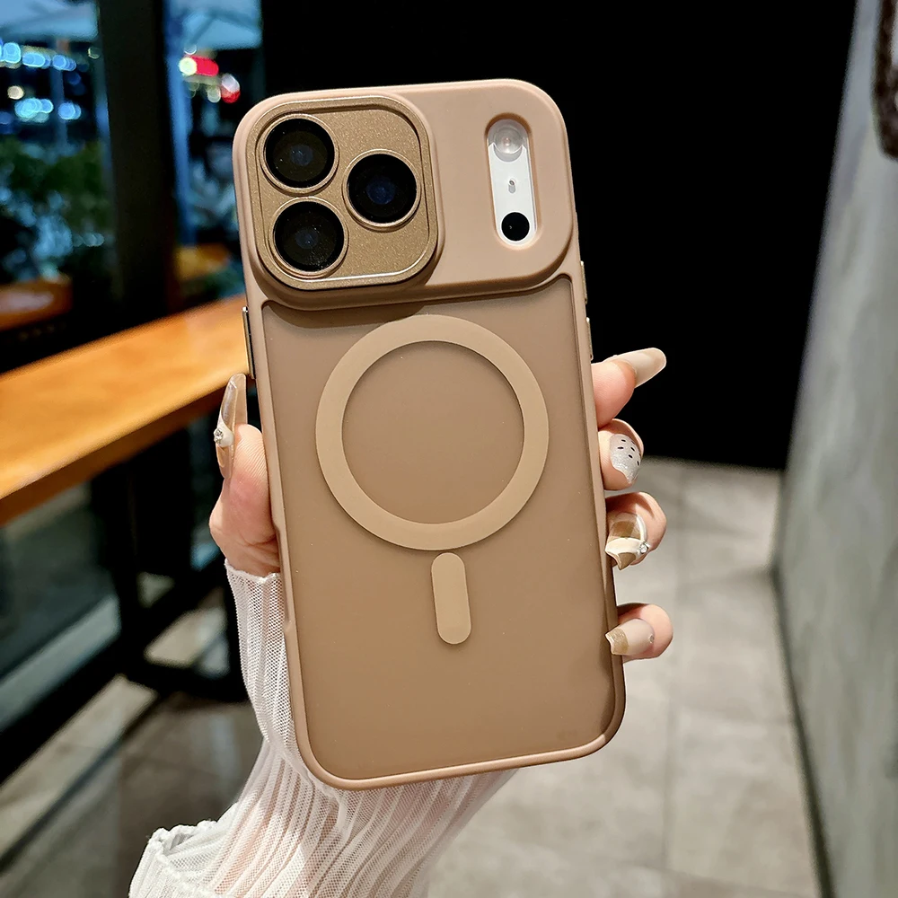(caqui, Iphone 15 Pro) Funda Para Teléfono Semitransparente Mate, Compatible Con Carga Inalámbrica Magnética, Carcasa Rígida A Prueba De Golpes.