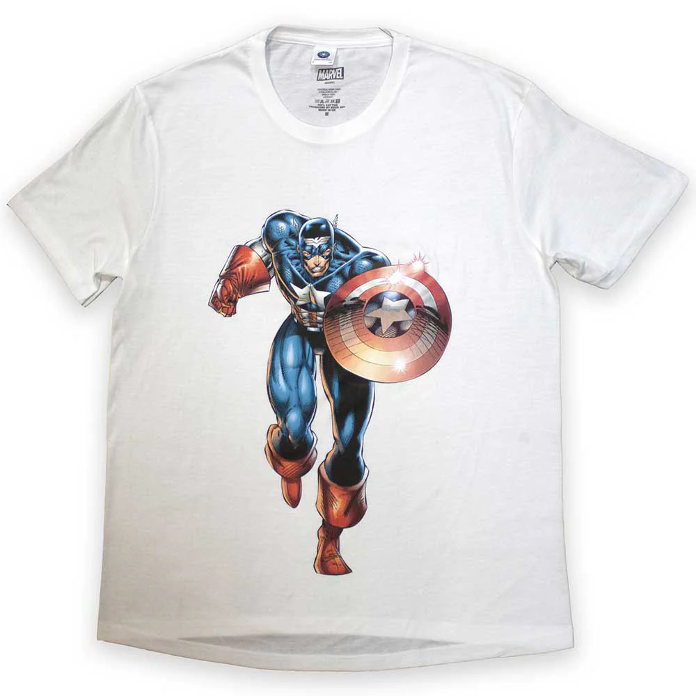 Rockinstone Unisex Marvel Comics Captain America Running Camiseta Classic-xl