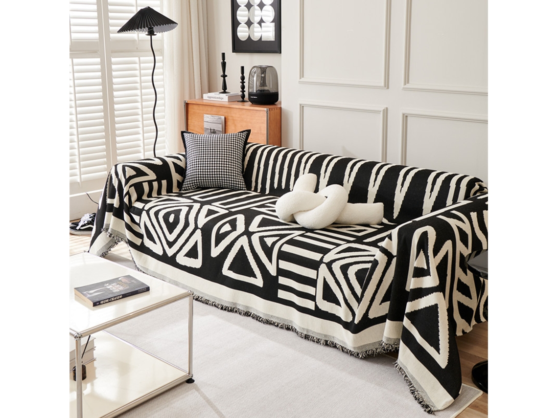 Funda de asiento de sofá antideslizante Protector de cojín de sofá -negro-180x260CM LUUCOZK