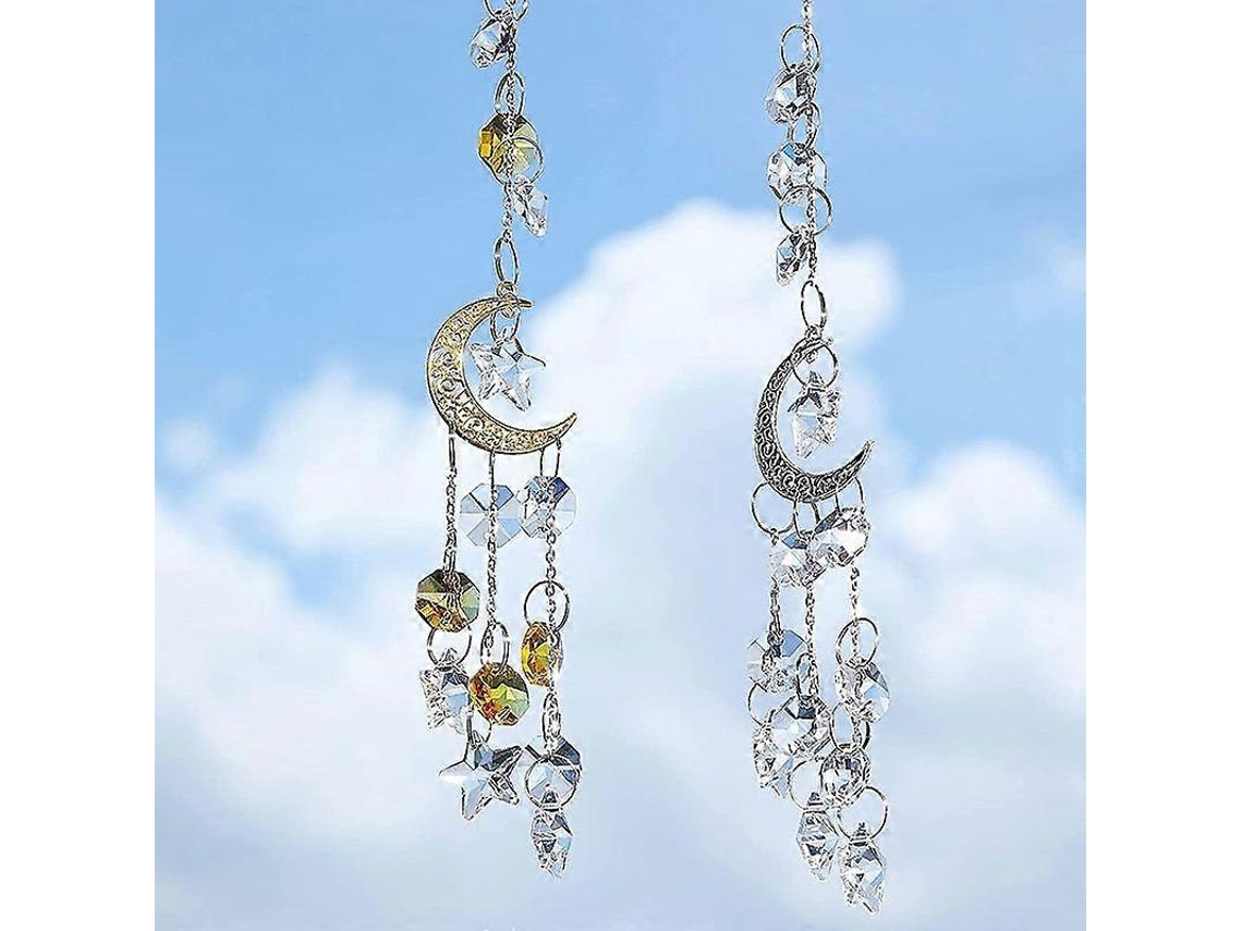 Lámpara colgante con forma de prisma de cristal arcoíris para ventana, jardín y decoración exterior. Carrillón de viento.