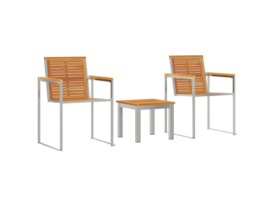 Maison Exclusive - Tumbona 3 Pcs Marrón Madera De Acacia Sólida