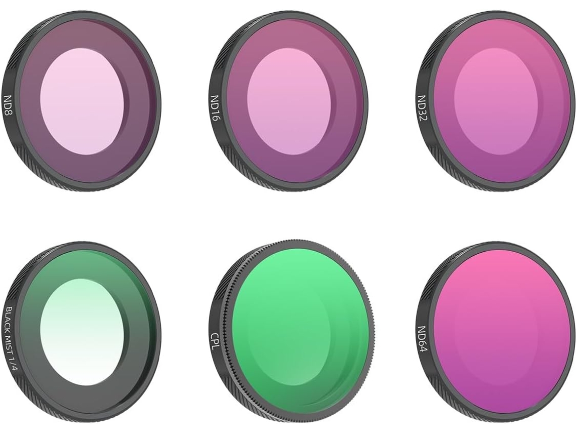 Juego De 6 Filtros Para Insta360 Go Ultra Con Cristal Óptico Suave Negro, Cpl, Nd8, Nd16, Nd32, Nd64