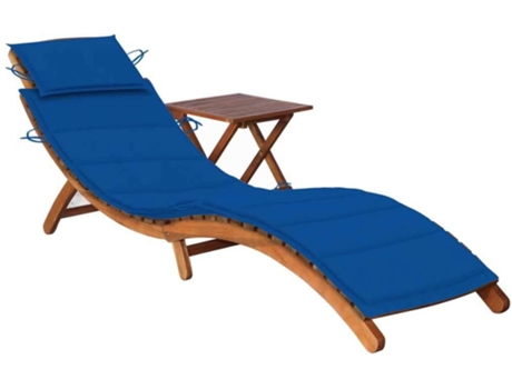 Tumbona VIDAXL Azul Madera de acacia (184x55x64 cm)