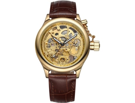 VEANXIN Reloj automático de esqueleto hueco con esfera transparente-Oro
