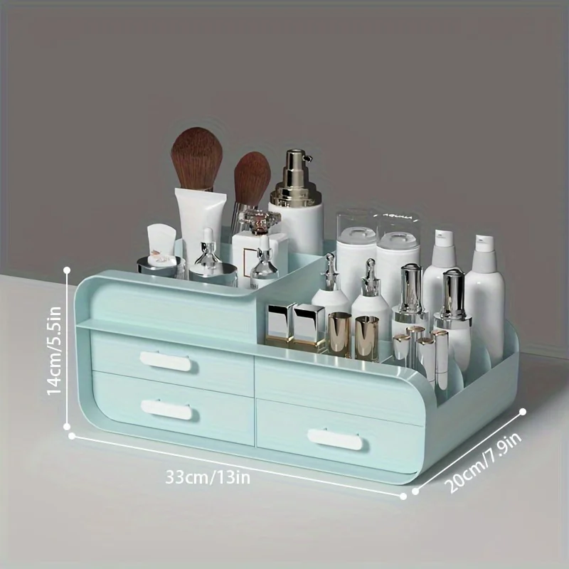 (verde L) Caja De Almacenamiento De Cosméticos Cajón Decoración De Dormitorio Estante De Plástico Gran Capacidad