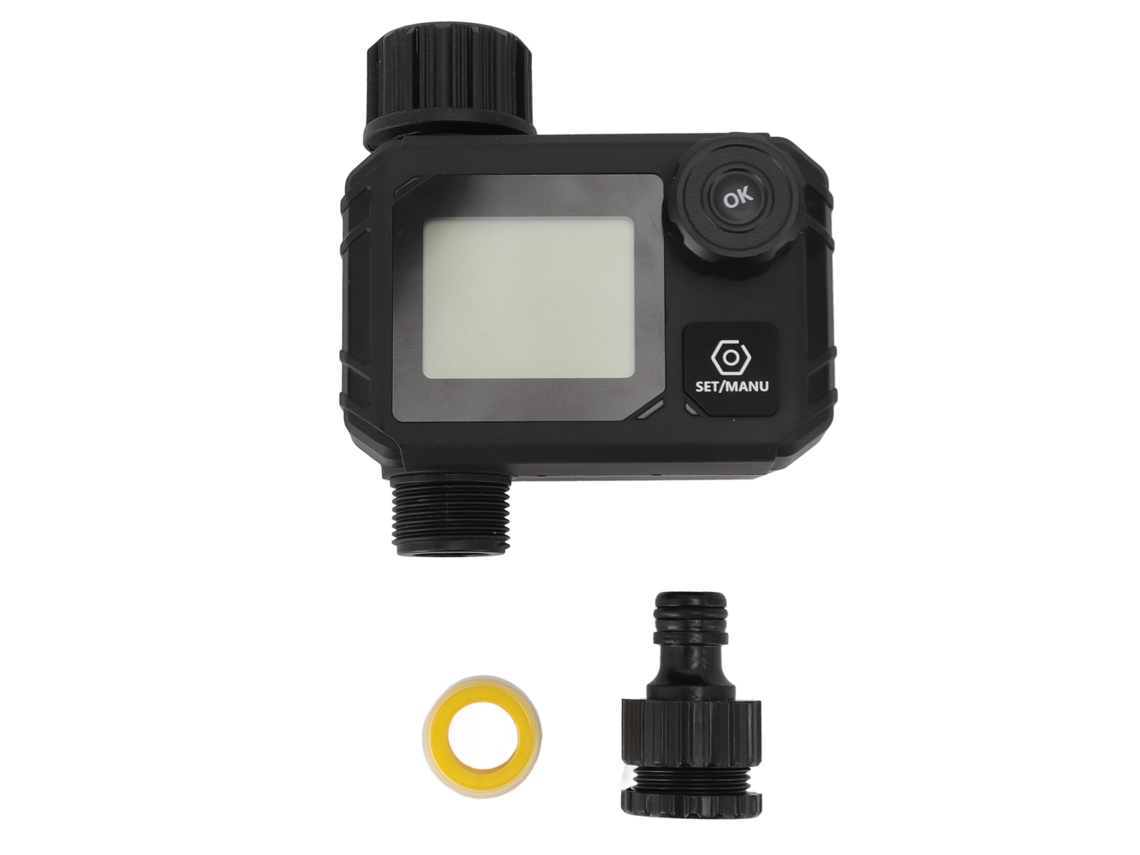 Temporizador de agua digital con rosca macho de 3/4 de pulgada, programable e inteligente, para riego automático de jardín al aire libre.