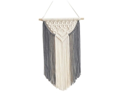 2026-31018-tapiz De Pared Macramé Tejido A Mano Estilo Boho Con Cuerda De Algodón Amarillo Y Gris