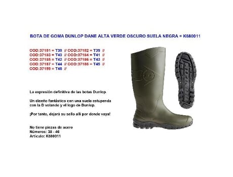 Bota de goma dunlop dane caña alta n 38 verde normal k680011
