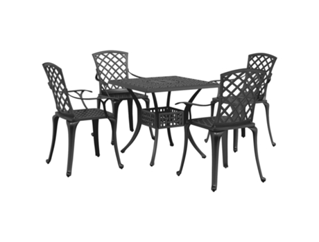 Conjunto 5 de comedor de jardín VIDAXL aluminio fundido negro