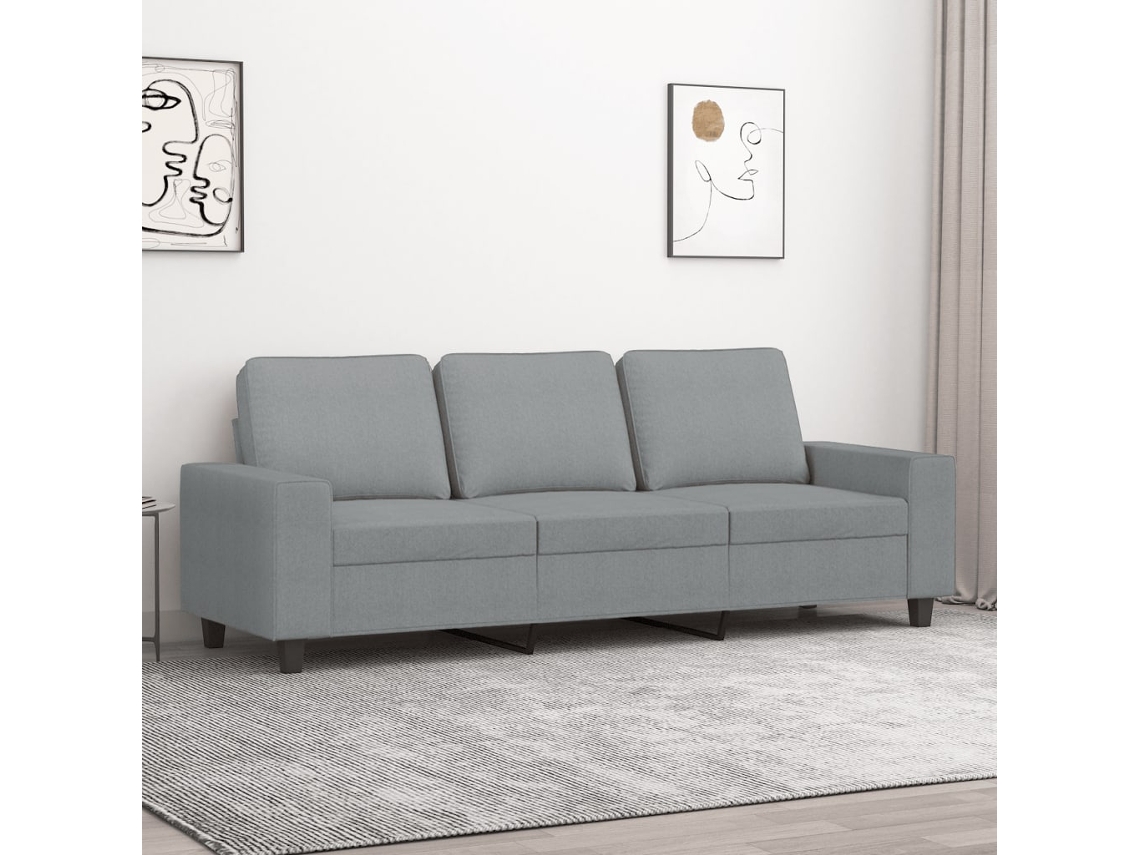 Sofá De 3 Plazas De Tela Gris Claro 180 Cm