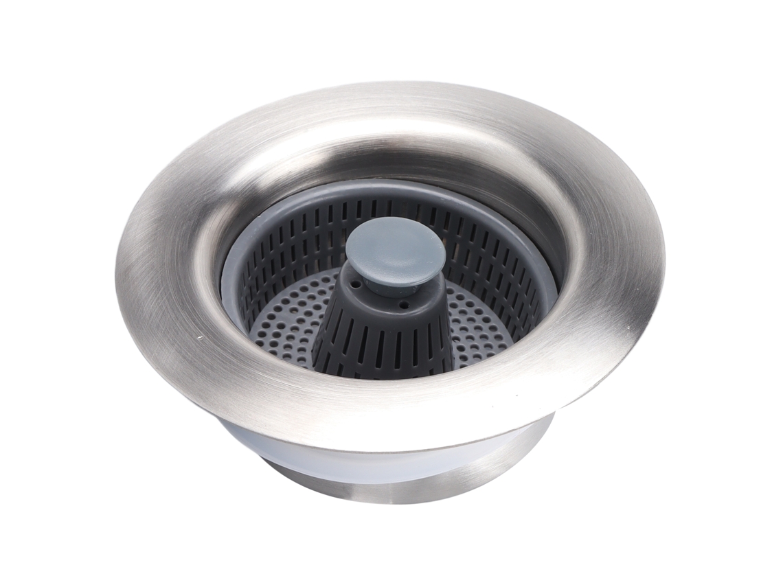 Desagüe De Fregadero 3 En 1 De Acero Inoxidable Antirretorno Con Filtro Y Tapón Para Cocina.