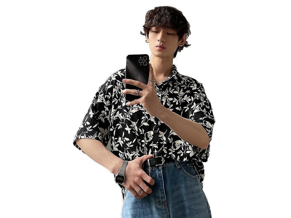2026-camisa Hawaiana Retro Floral Hombre Manga Corta Suelta Para Playa Surf Talla Asiática