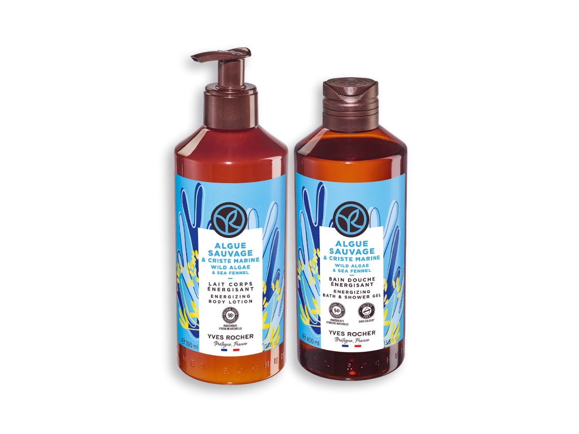Cofre Corporal YVES ROCHER FRANCE Algas Salvajes e Hinojo Marino Leche Corporal y Gel Ducha (390 + 400 ml)