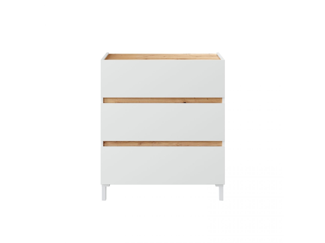 Cómoda Tempus Blanco Artik (Blanco Mate) - Roble Nodi 79 x 90,5 x 41 cm