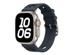 Correa para Apple Watch de 42/41/40/38 mm - Silicona negra con orificios para hebilla y textura de escalera.