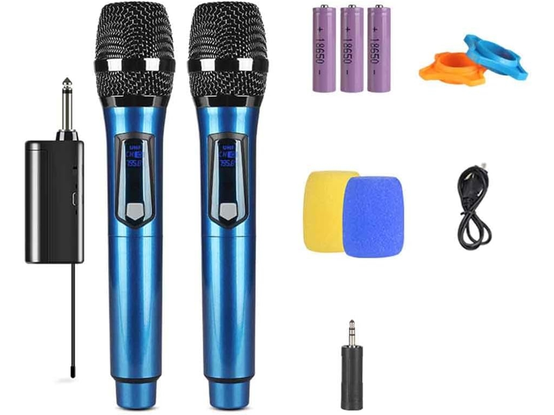 Micrófono Sin Sistema Dinámico, Fabricado En Metal Con Receptor Recargable Para Karaoke Y Canto.