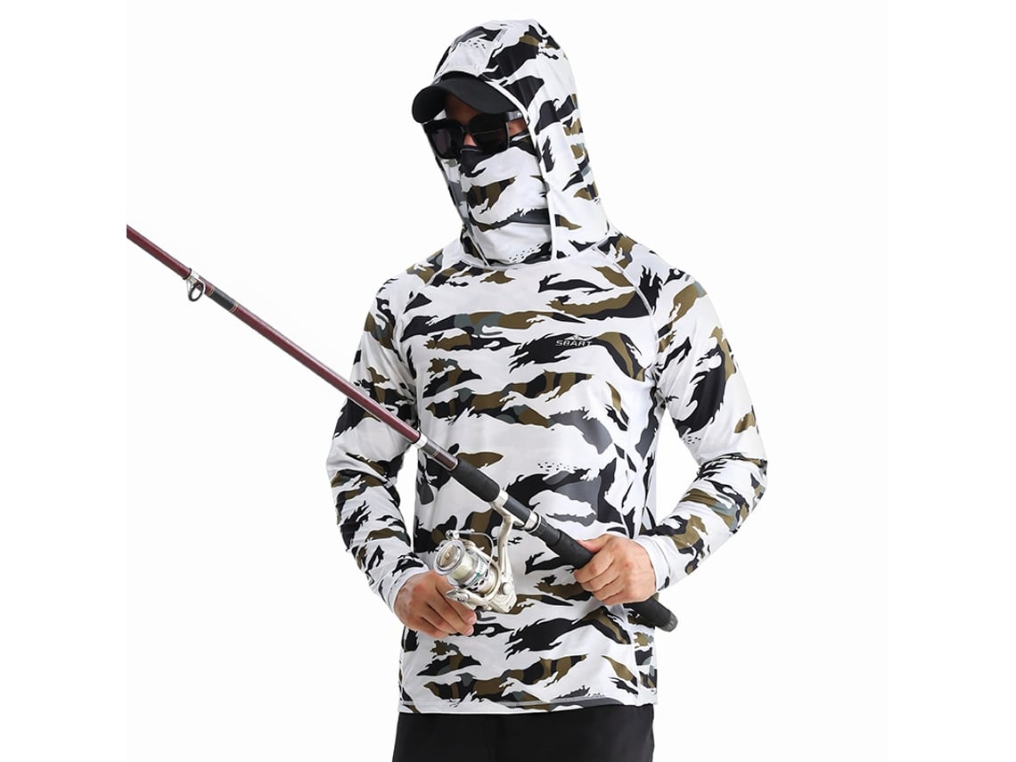 Camisa de manga larga para hombre Yuysan con protección solar y mascarilla, ideal para la pesca, de secado rápido y con protección UV.