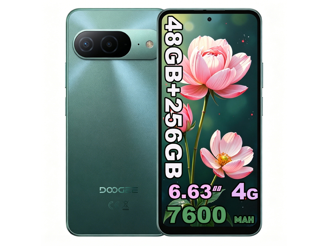 Doogee B10 Smartphone 4g 6.63" 120hz 48gb Ram 256gb 7600mah Nfc Android 16 – Verde