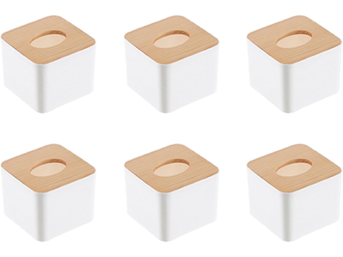 Juego de 6 cajas de pañuelos cuadradas con tapa de madera, minicaja de pañuelos de Gokoco
