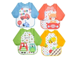 Babero De Manga Larga Para Bebé, Conjunto Impermeable De 4 Piezas, Diseños De Animales, Para Bebés De 6 A 36 Meses, Unisex.
