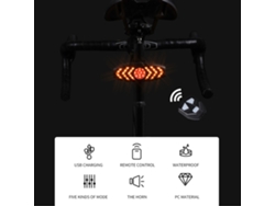 Luz Trasera Led Para Bicicleta Con Intermitentes, Modos De Iluminación, Claxon Y Mando A Distancia.