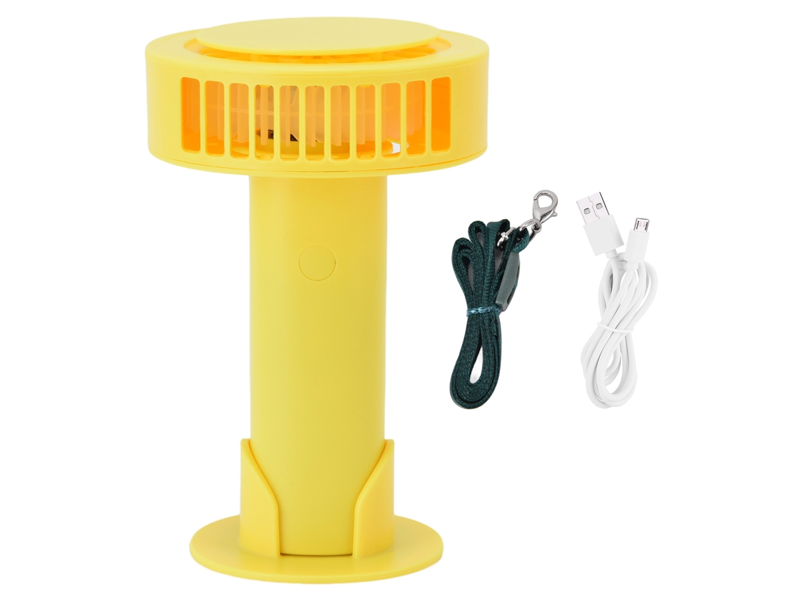 Ventilador eléctrico portátil, 3 velocidades, USB, amarillo