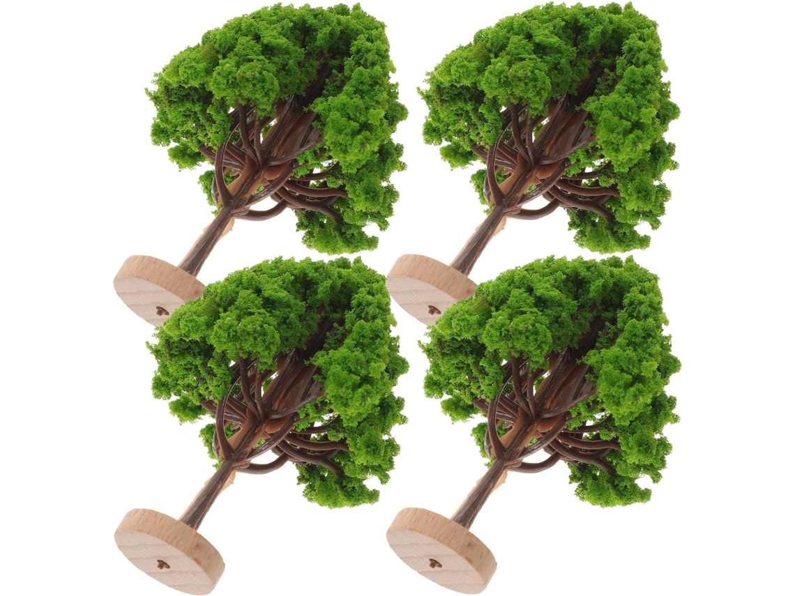 Juego De 4 Árboles Miniatura Para Paisaje, 45 Cm, Decoración De Plástico Verde Macizo.
