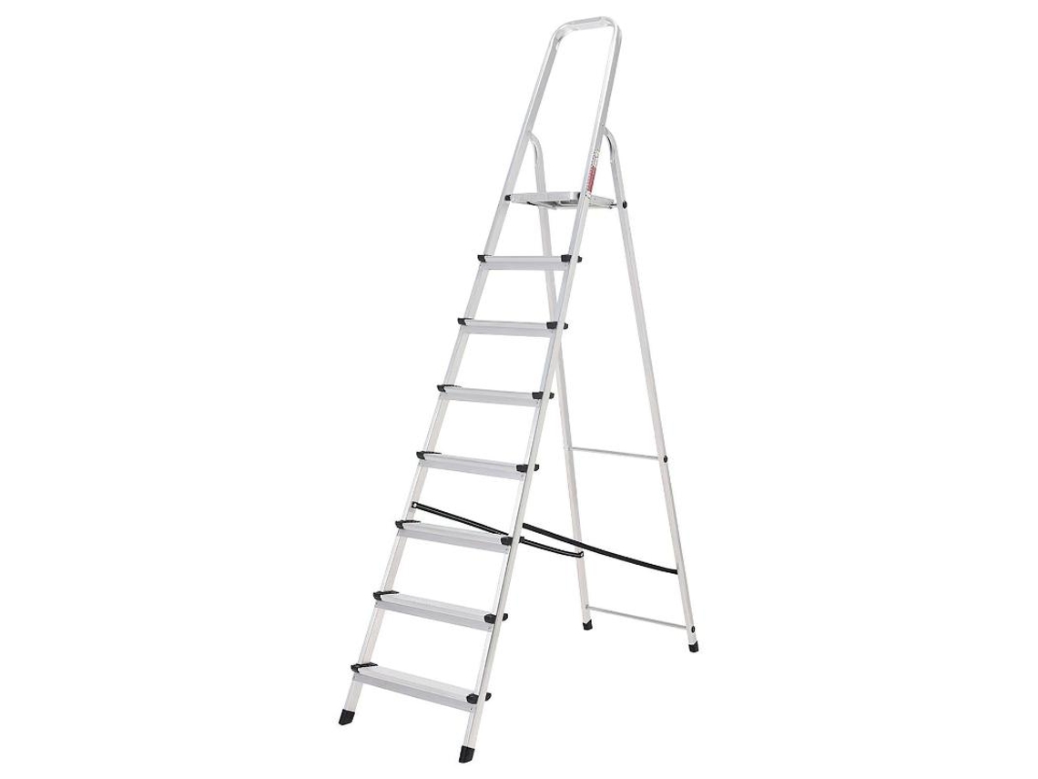 Oryx escalera aluminio 8 peldaños plegable, uso doméstico, antideslizante, ligera y resistente