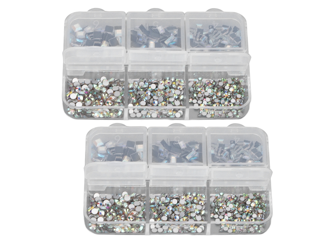 piezas de 6 rejillas para decoración de uñas, diferentes formas, purpurina, base plana, adornos de manicura para salón de uñas.