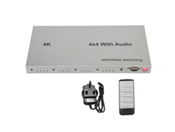 Conmutador De Matriz Hdmi (4 Entradas 4 Salidas Con Conmutación Sin Interrupciones) Splitter 4k 30hz Con Extractor De Sonido, Enchufe Uk