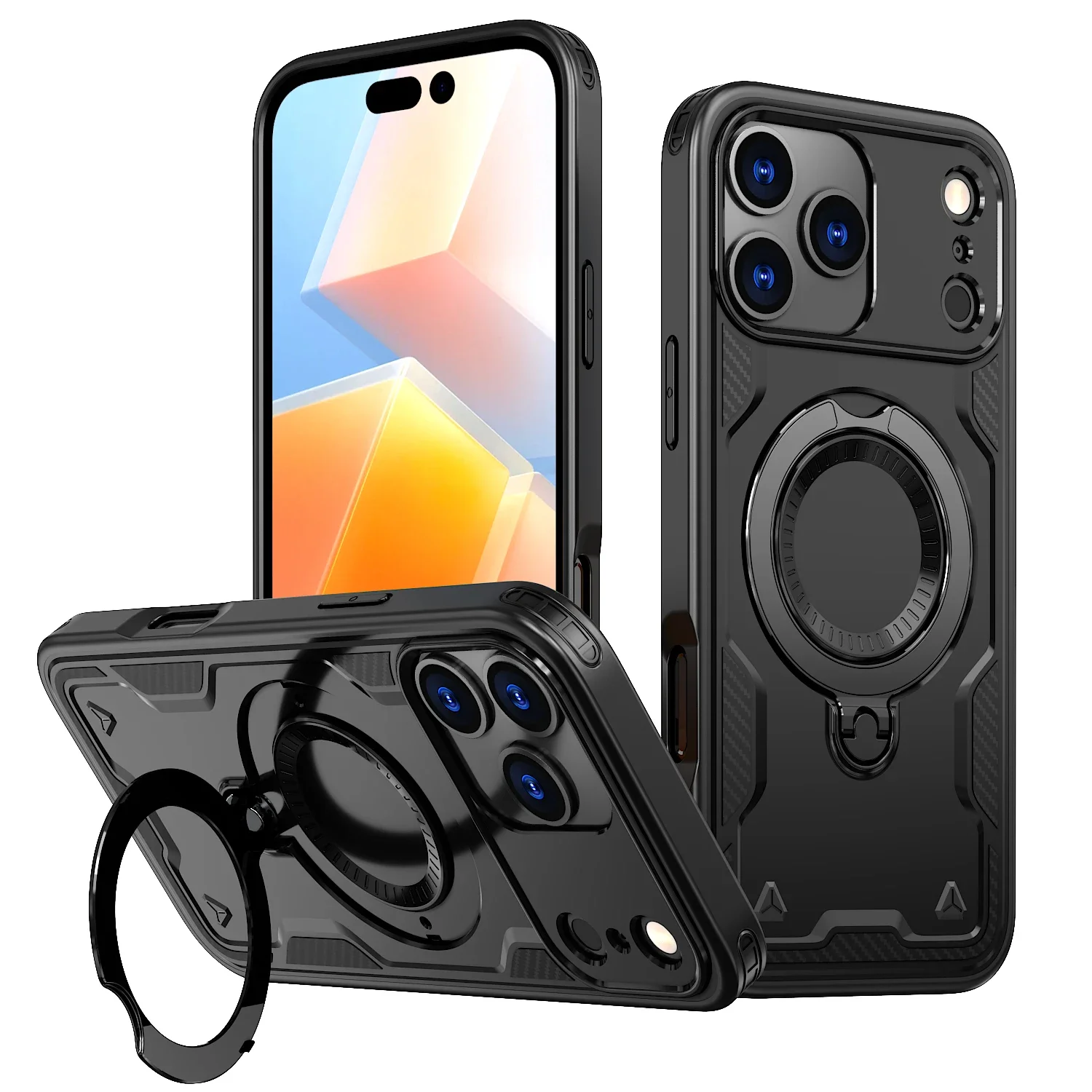 (negro, Iphone 13 Pro Max) Funda Protectora Resistente Para Iphone Con Soporte De Carga Inalámbrica Magnética