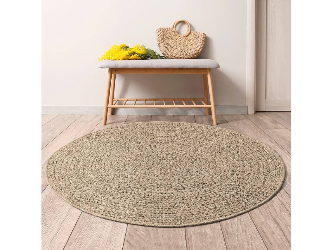 Alfombra Zizur Apariencia De Yute Interior Y Exterior Ø 200 Cm