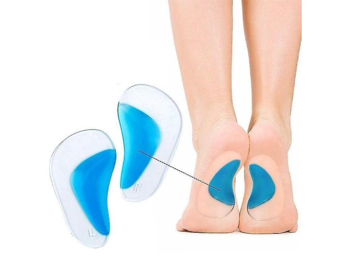Plantillas de soporte para el arco plantar, 5 pares, de silicona médica antideslizantes, color azul.