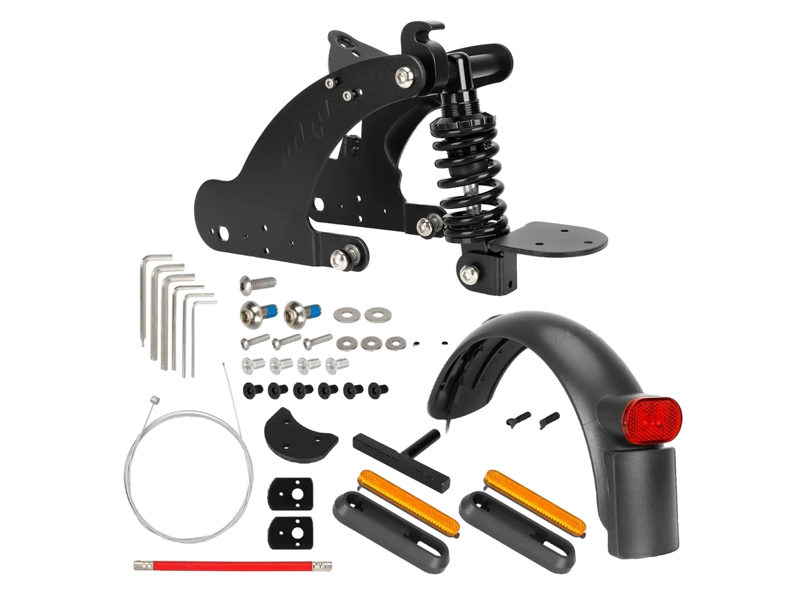 Kit de suspensión trasera para patinete Xiaomi 4 Pro, acero resistente, guardabarros ensanchados, color negro.