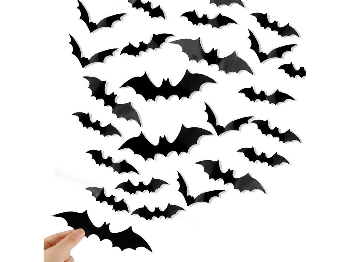 2026-120 Pegatinas De Murciélagos 3d Para Decoración De Halloween En 4 Tamaños Con Adhesivo Fácil De Usar Y Quitar