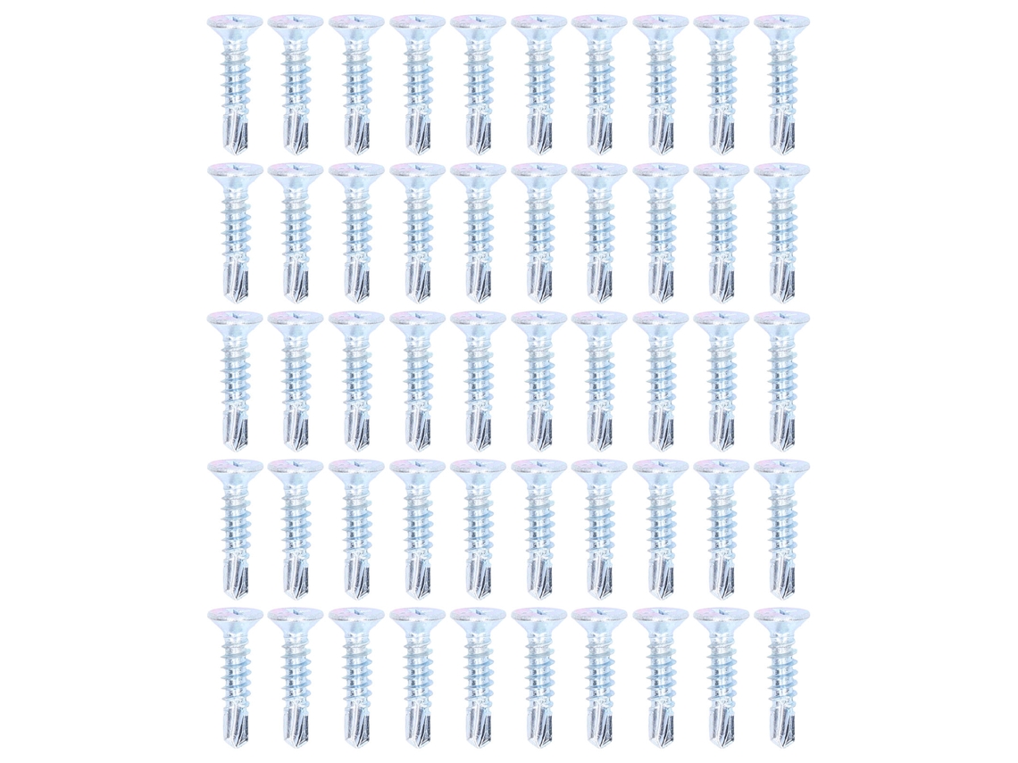 Kit de 50 tornillos autorroscantes de cruz, acero al carbono, 4,2 x 19 mm, cabeza plana, para reparaciones