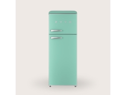 Refrigerador retro Evvo F45 de 2 puertas, color verde aguamarina, 170 litros, congelador de 45 litros, diseño vintage, cajón para verduras