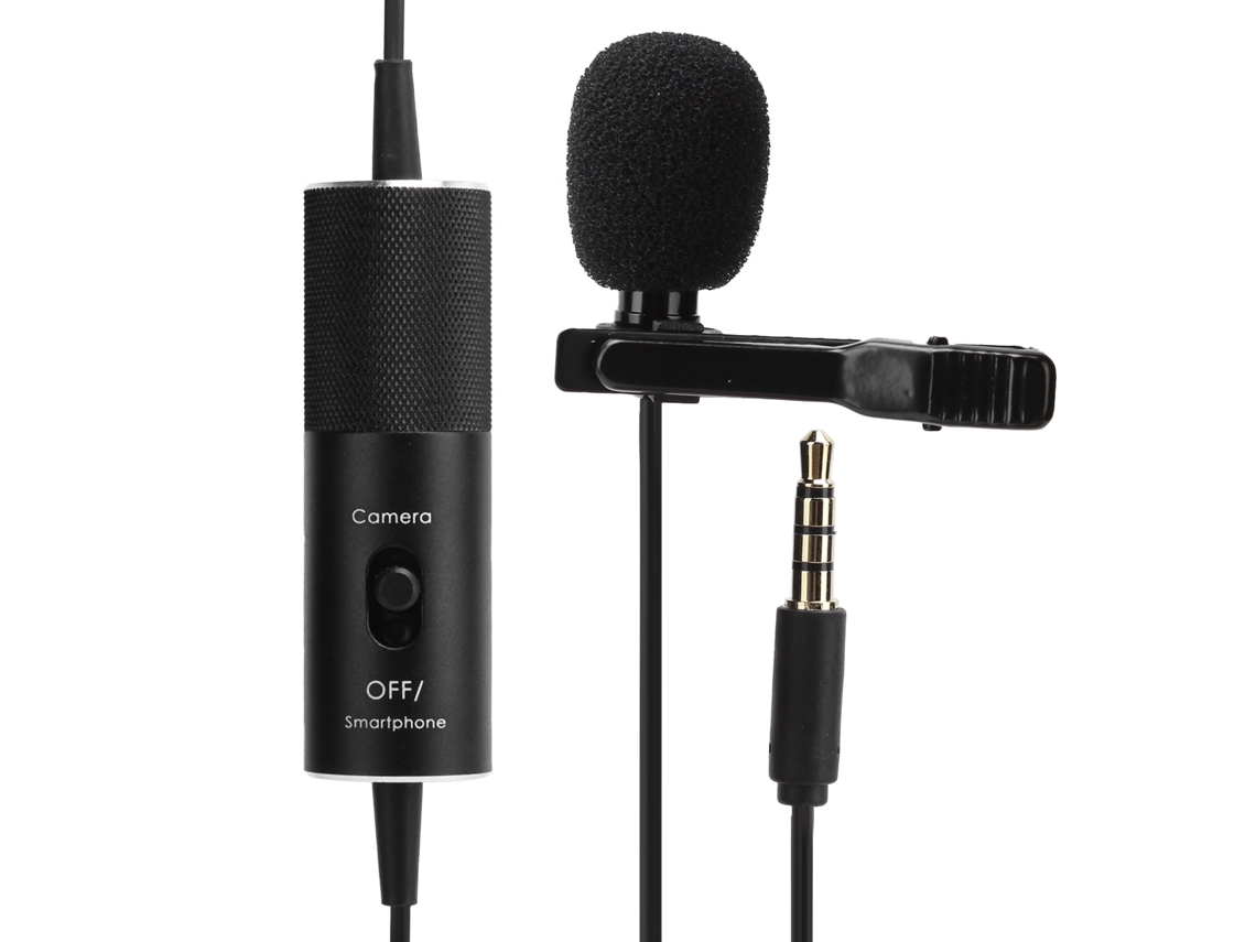 Microfone Lavalier Pinça Colar 5.8m Universal Para Celular Câmera Sem Fio Portátil Anti-ruído Preto