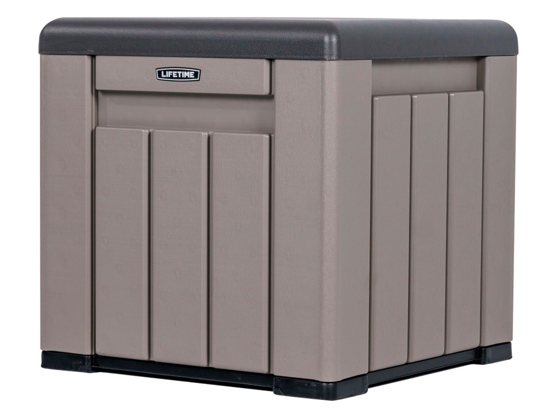 Baúl de Almacenamiento LIFETIME Ultrarresistente Gris con Tapa Desmontable