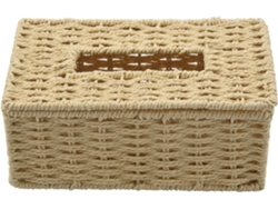 Caixa De Lenços De Vime Vintage - Bege - Com Tampa - Decoração De Mesa