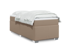 Cama Box Spring Con Colchón Cuero Sintético Capuchino 90x200 Cm